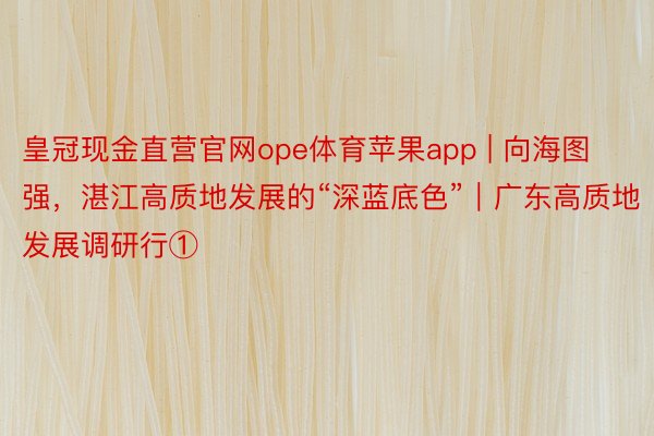 皇冠现金直营官网ope体育苹果app | 向海图强，湛江高质地发展的“深蓝底色”｜广东高质地发展调研行①