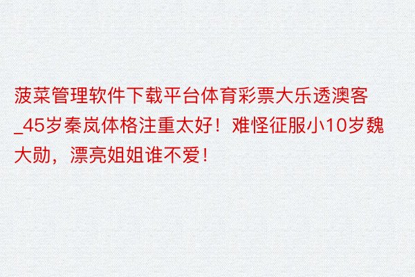 菠菜管理软件下载平台体育彩票大乐透澳客_45岁秦岚体格注重太好！难怪征服小10岁魏大勋，漂亮姐姐谁不爱！